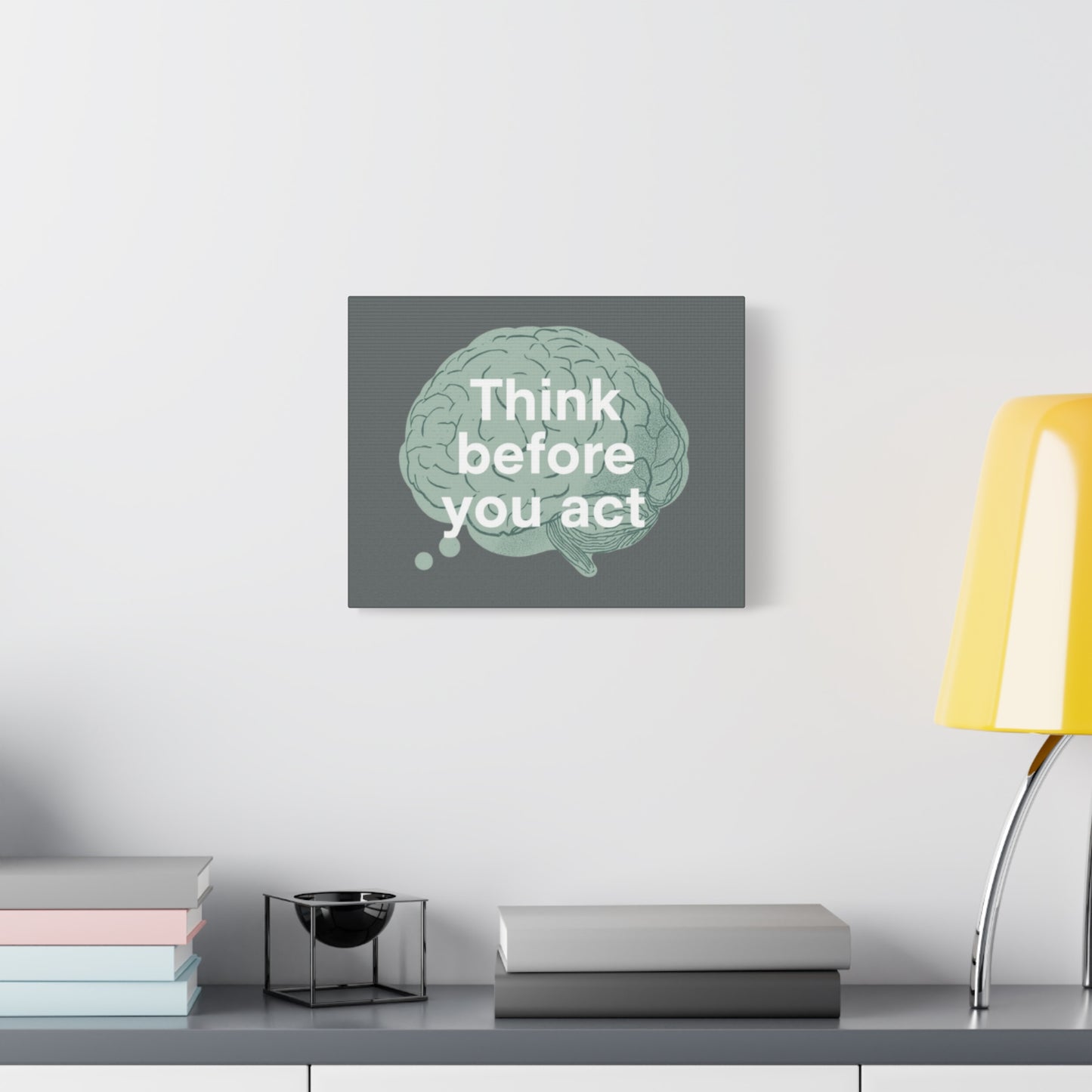 Think Before You Act brain illustration Canvas