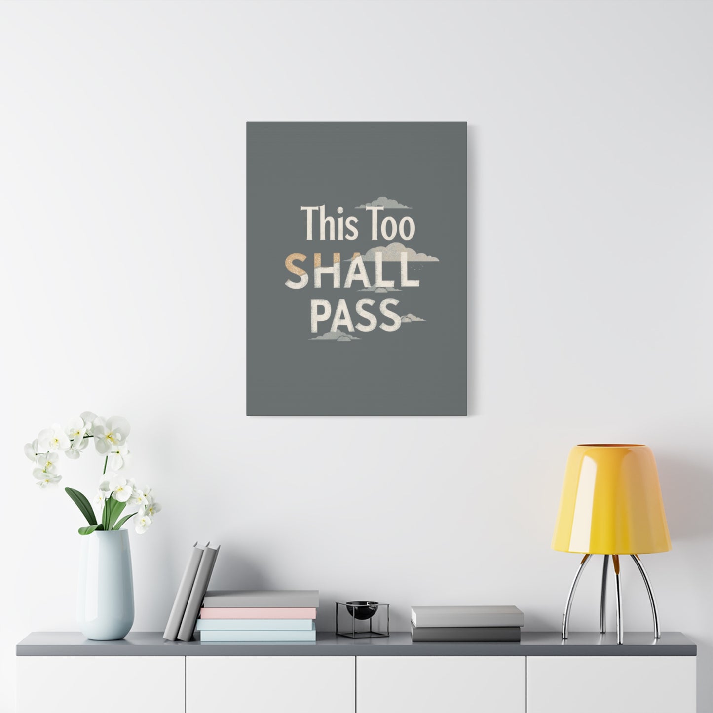 This Too Shall Pass Matte Canvas Print, Stretched Wall Art | Calming Hand-Lettered Typography