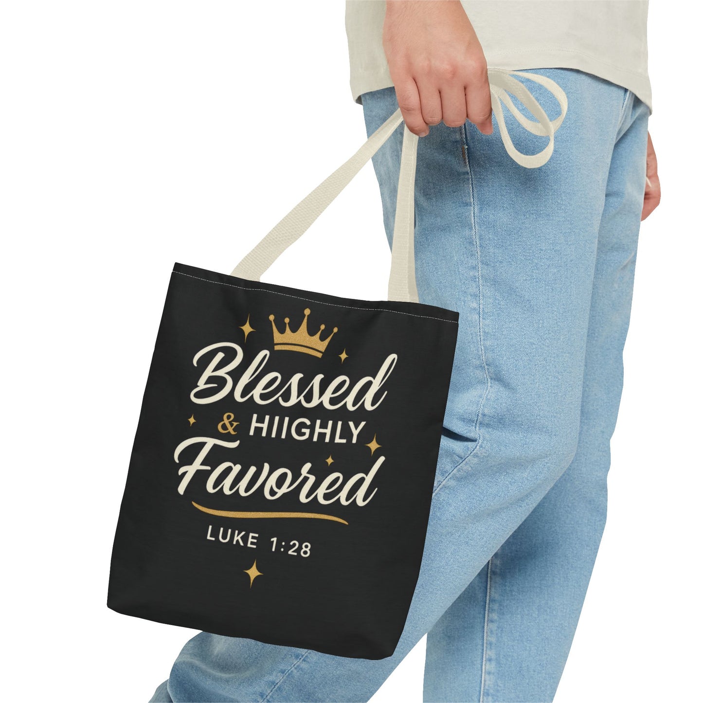 Blessed & Highly Favored Tote Bag | Inspirational Gift | Church Events | Christian Tote | Motivational Bag | Faith-Based Accessory