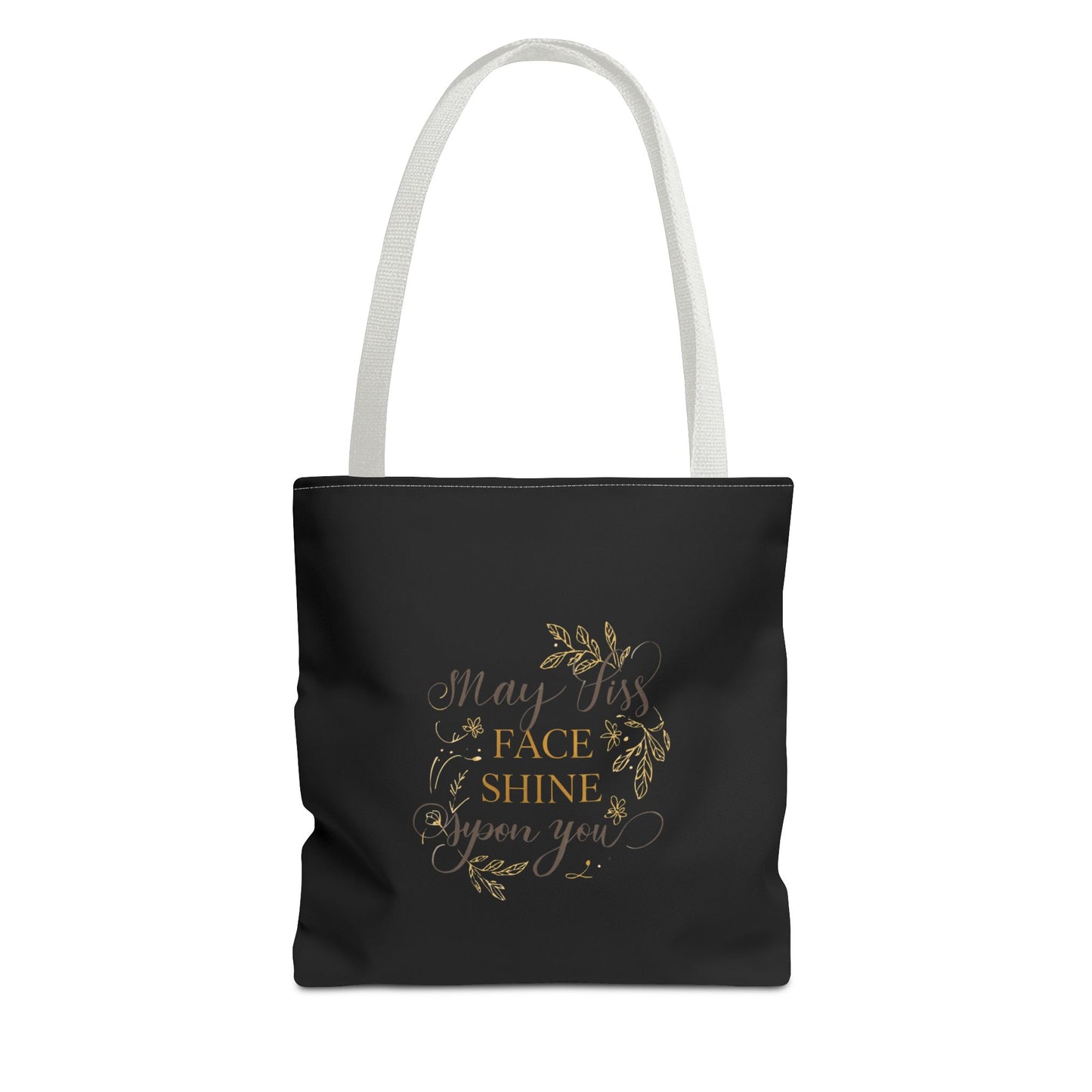 Gold Botanical Lettering Tote Bag | Structured Polyester Market Bag