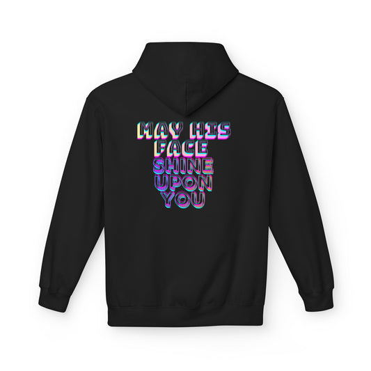 May His Face Shine Upon You Hoodie | Iridescent Lettering, Devotional Back Design