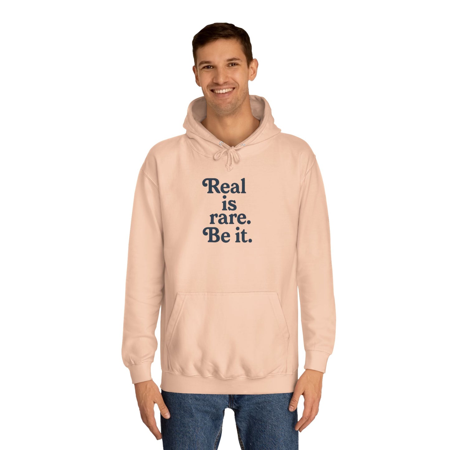 Real is Rare Unisex College Hoodie | Motivational Casual Wear, Gift for Students, Trendy Comfort