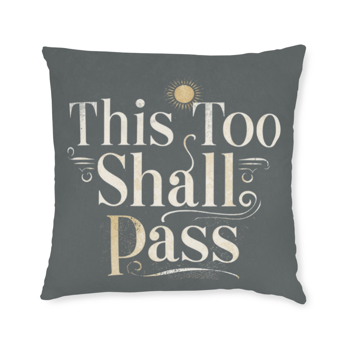 This Too Shall Pass script | Square Pillow, vintage hand-lettered calming throw pillow