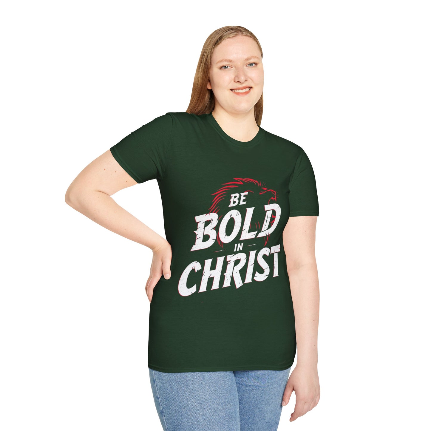 Be Bold in Christ T-Shirt | Christian Faith Tee, Lion Silhouette Typography