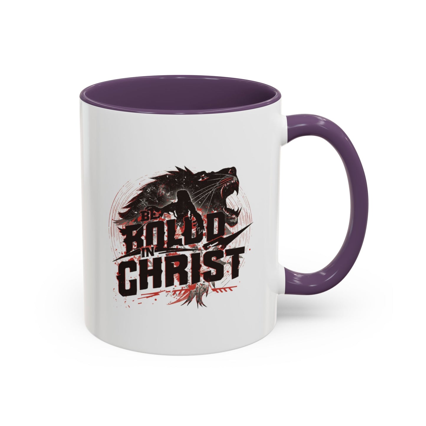 Be Bold In Christ mug | Christian wolf graphic, black accented coffee mug