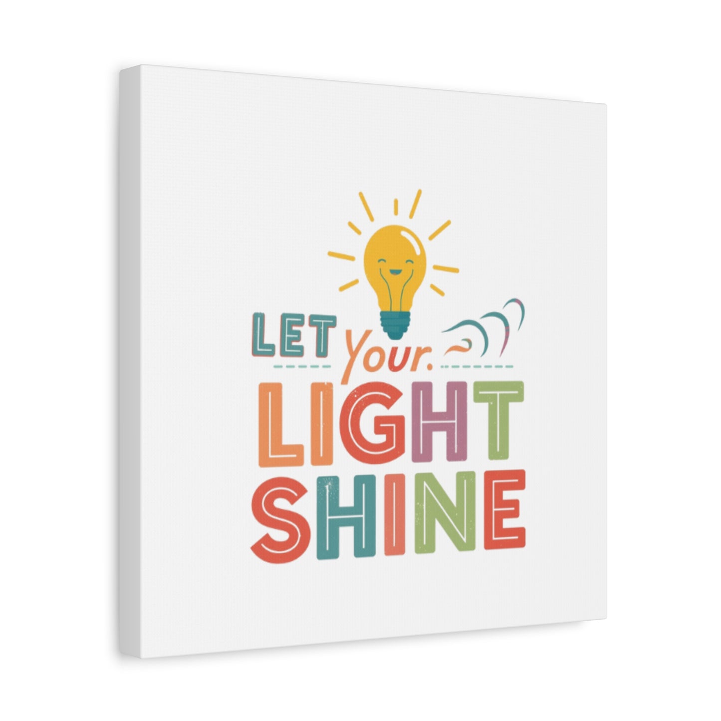 Let Your Light Shine Canvas Print | Smiling Lightbulb Wall Art