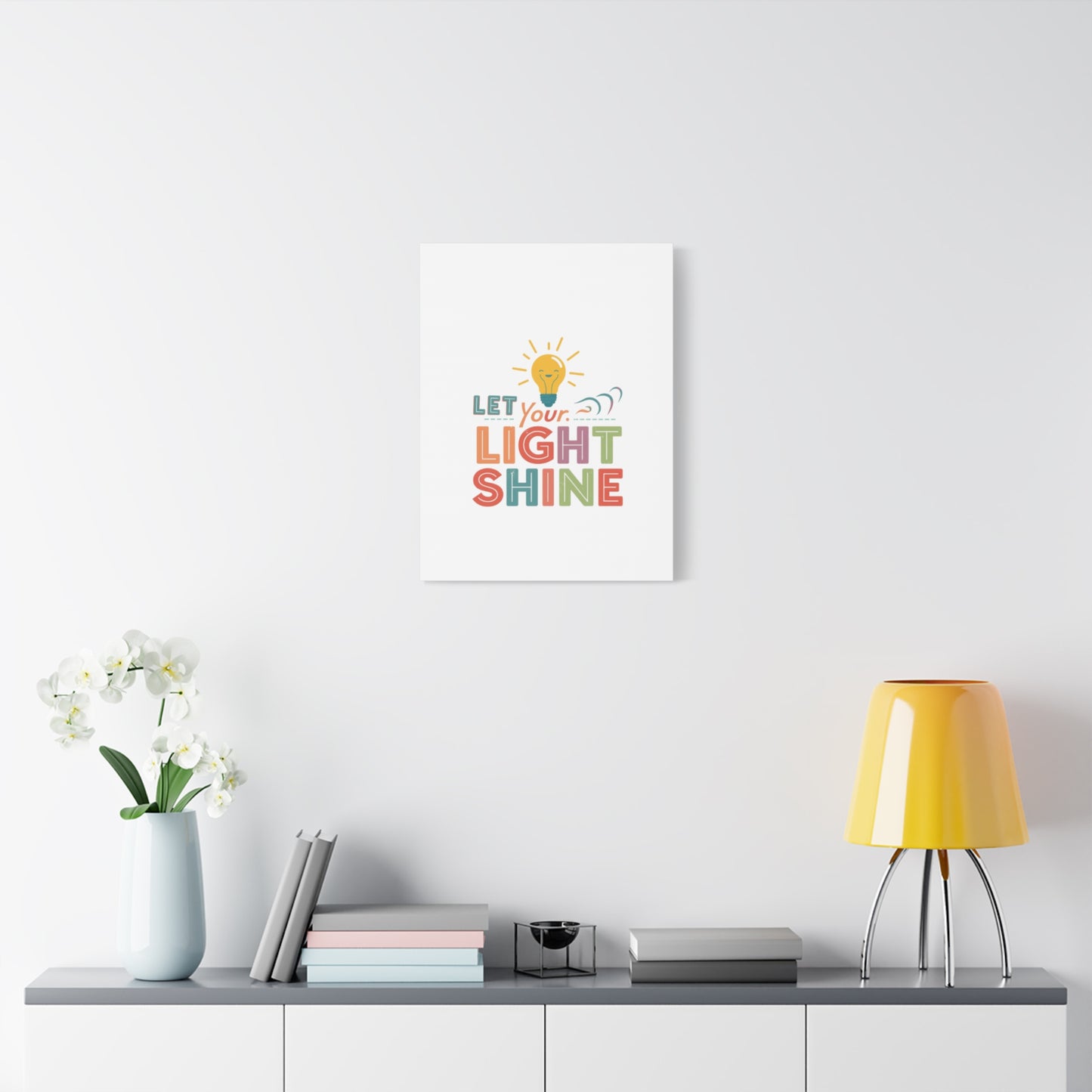 Let Your Light Shine Canvas Print | Smiling Lightbulb Wall Art