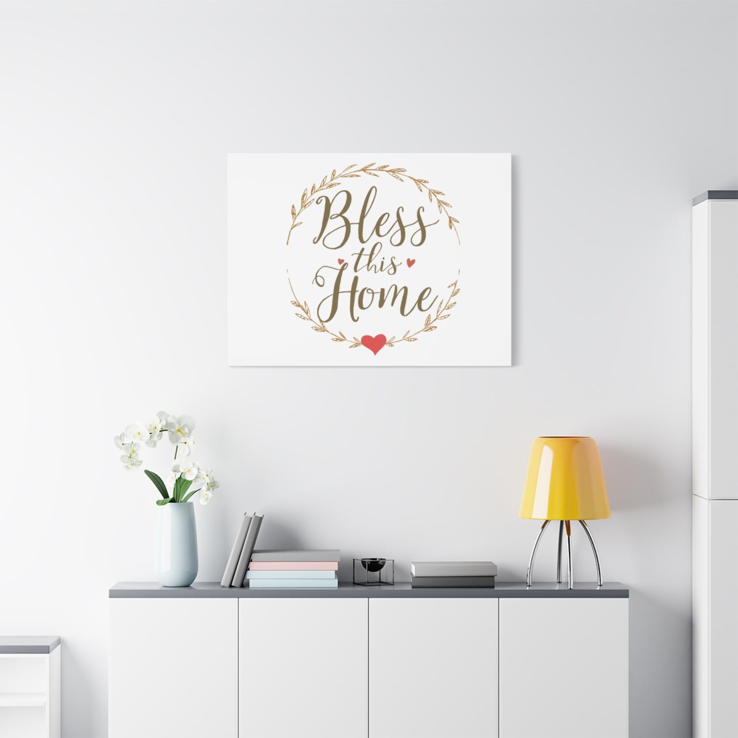 Bless This Home laurel wreath wall art Canvas | Matte Stretched 1.25"