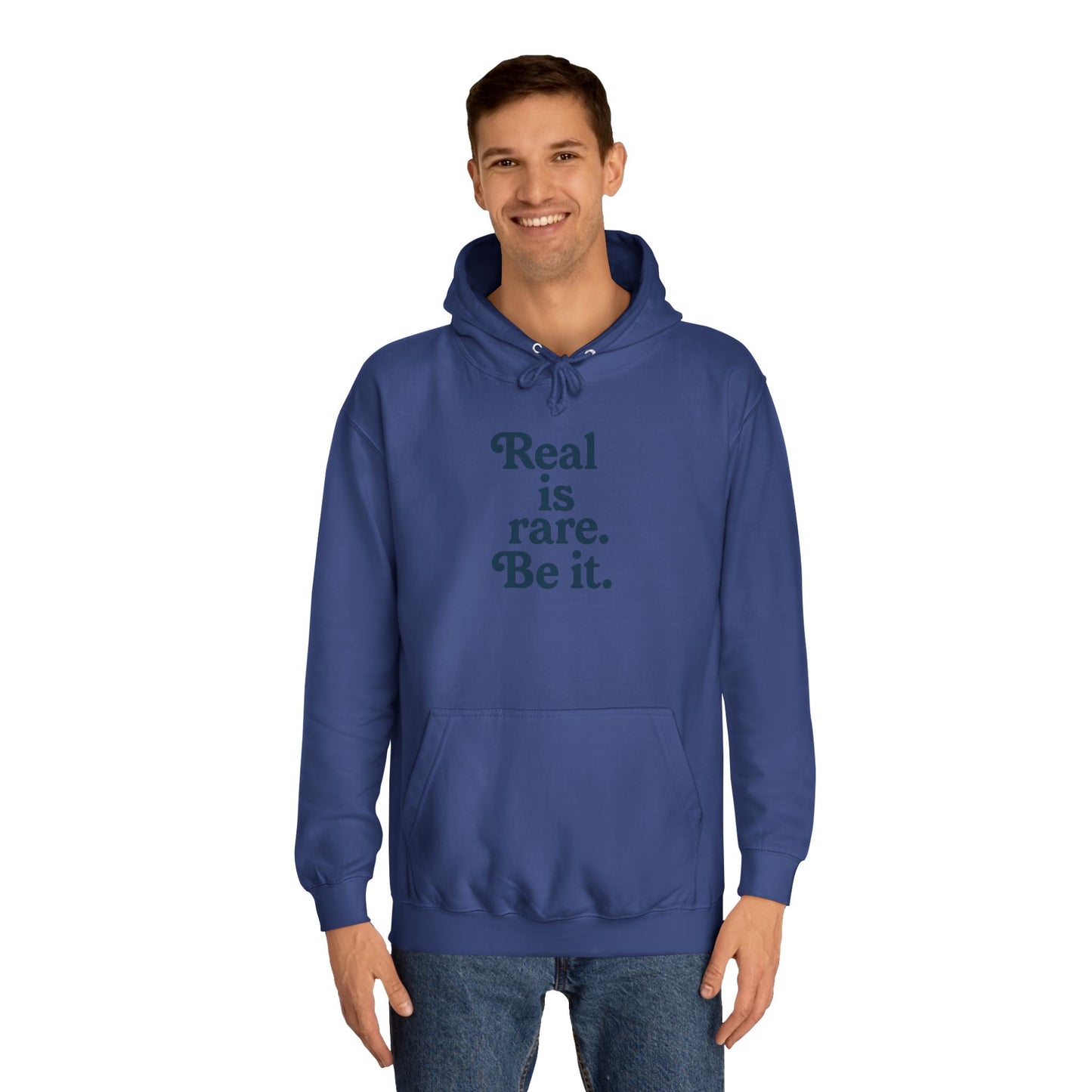 Real is Rare Unisex College Hoodie | Motivational Casual Wear, Gift for Students, Trendy Comfort