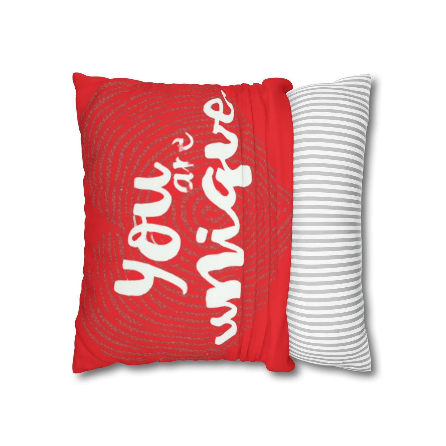 Hand-Lettered Message Red Pillowcase Square Poly Canvas Pillowcase | Bold Script Accent