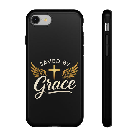 Christian Phone Case - Saved by Grace Design, Unique Gift for Believers, Inspirational Accessory, Stylish Christian Decor