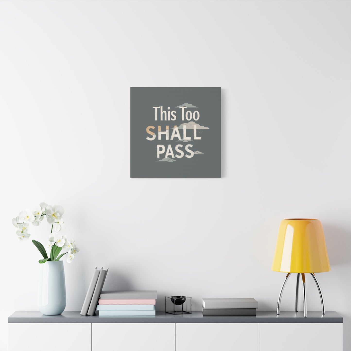 This Too Shall Pass Matte Canvas Print, Stretched Wall Art | Calming Hand-Lettered Typography