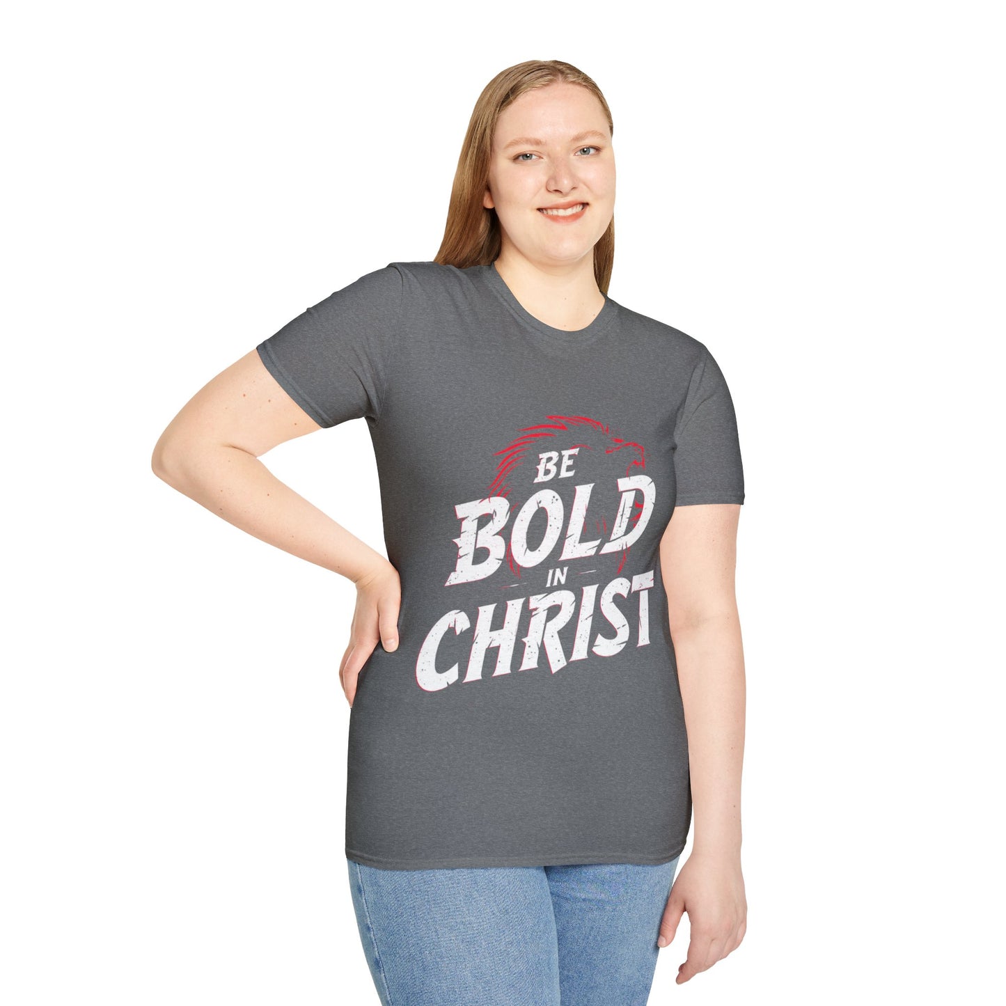 Be Bold in Christ T-Shirt | Christian Faith Tee, Lion Silhouette Typography