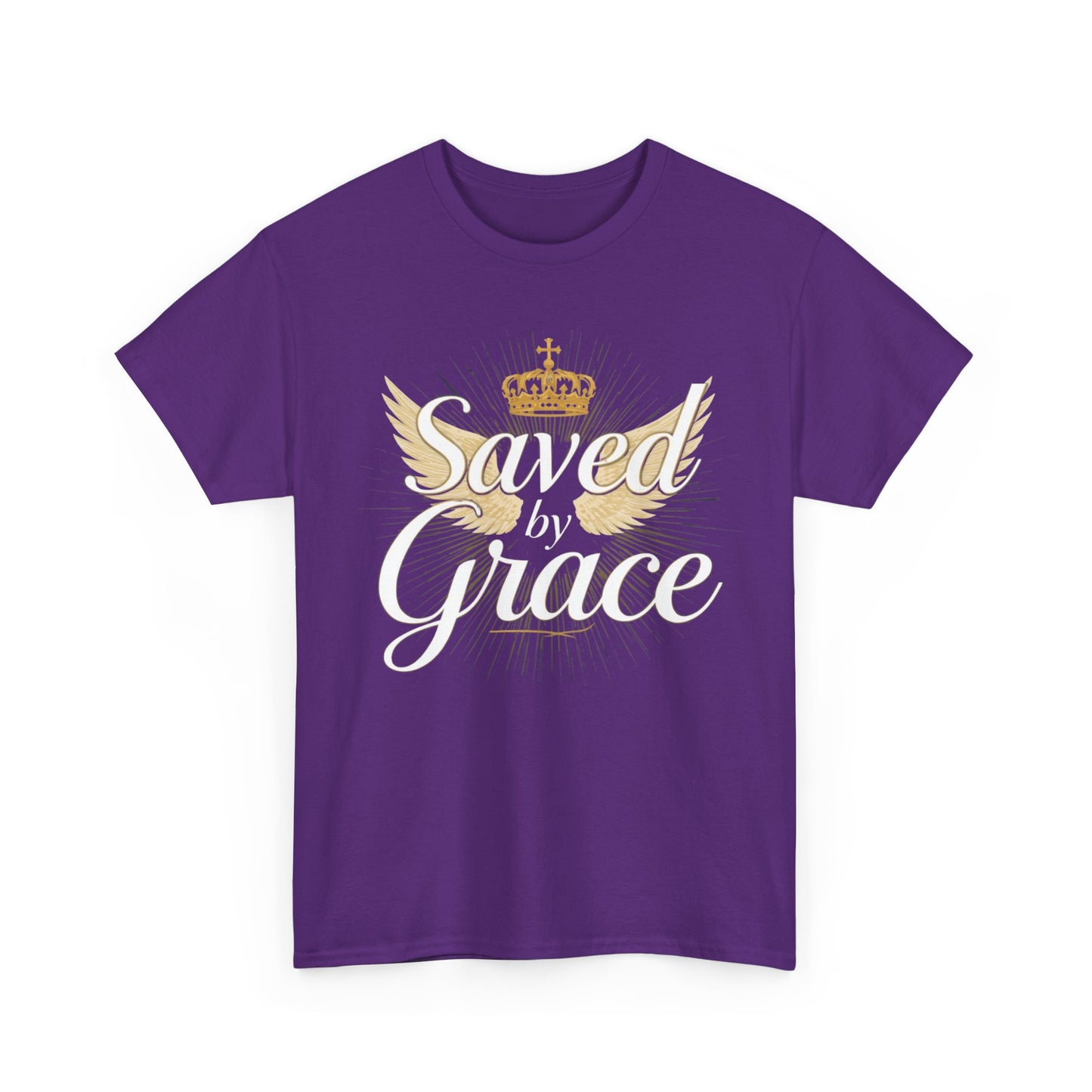 Saved by Grace tee | Christian crown and wings faith shirt