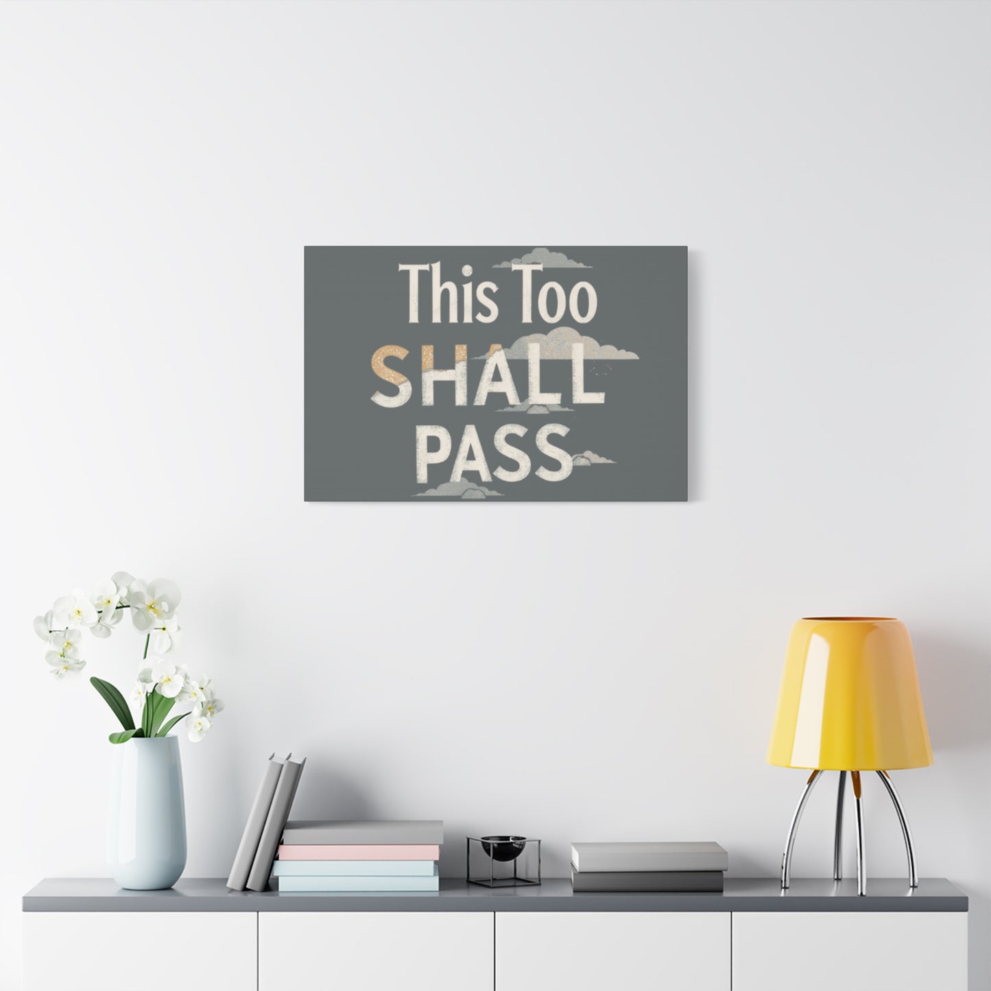 This Too Shall Pass Matte Canvas Print, Stretched Wall Art | Calming Hand-Lettered Typography