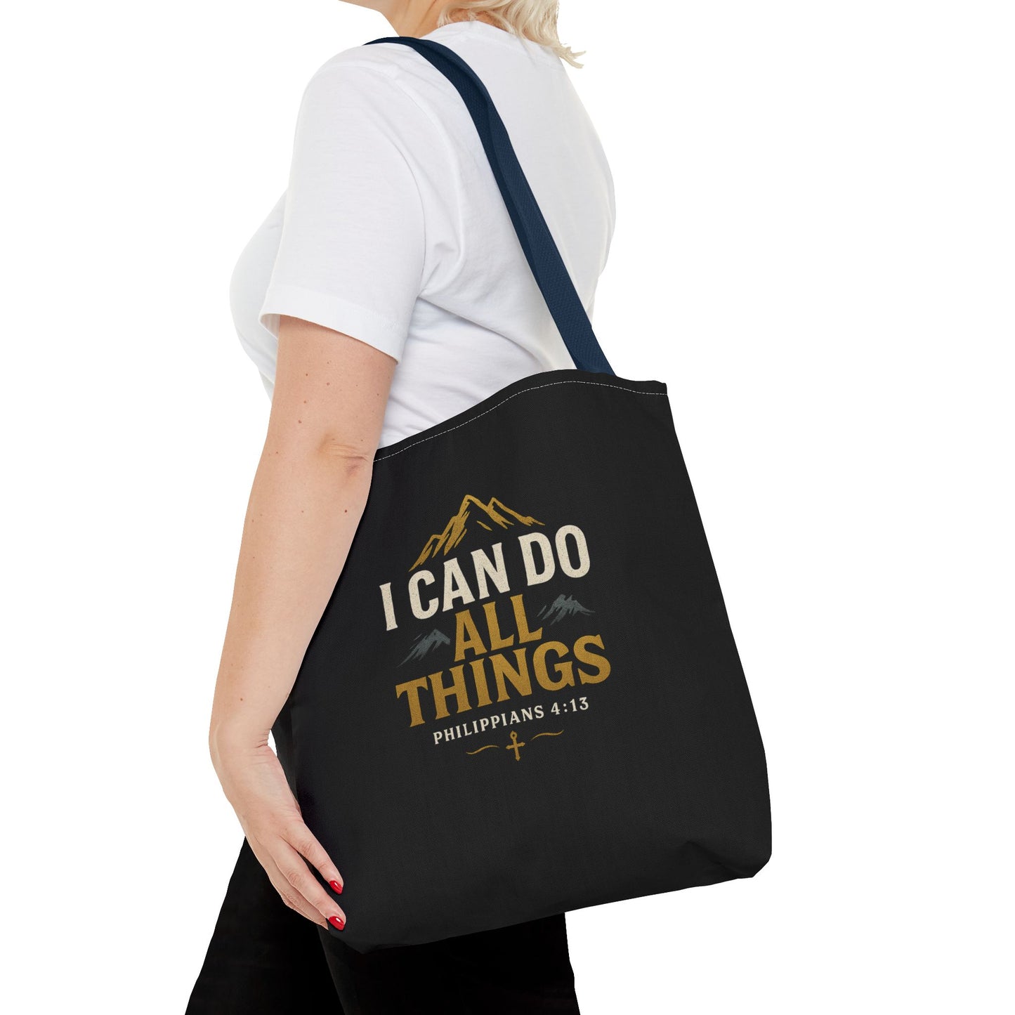 Inspirational Tote Bag with Philippians 4:13 - Motivational Gift for Encouragement, Faith, Bible Quotes, Everyday Use, Church