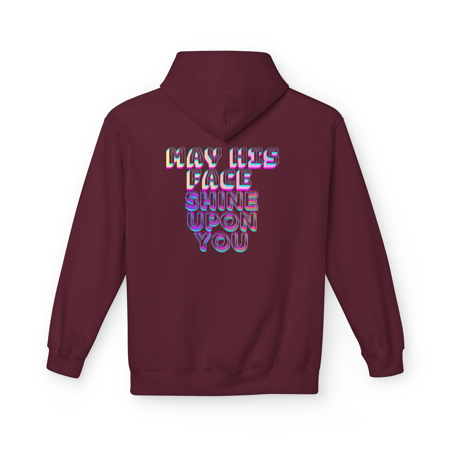 May His Face Shine Upon You Hoodie | Iridescent Lettering, Devotional Back Design
