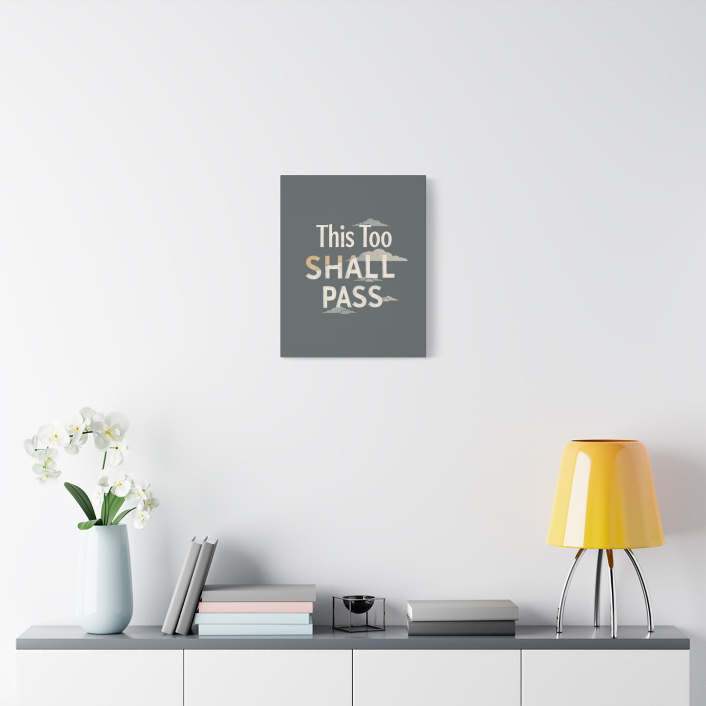 This Too Shall Pass Matte Canvas Print, Stretched Wall Art | Calming Hand-Lettered Typography