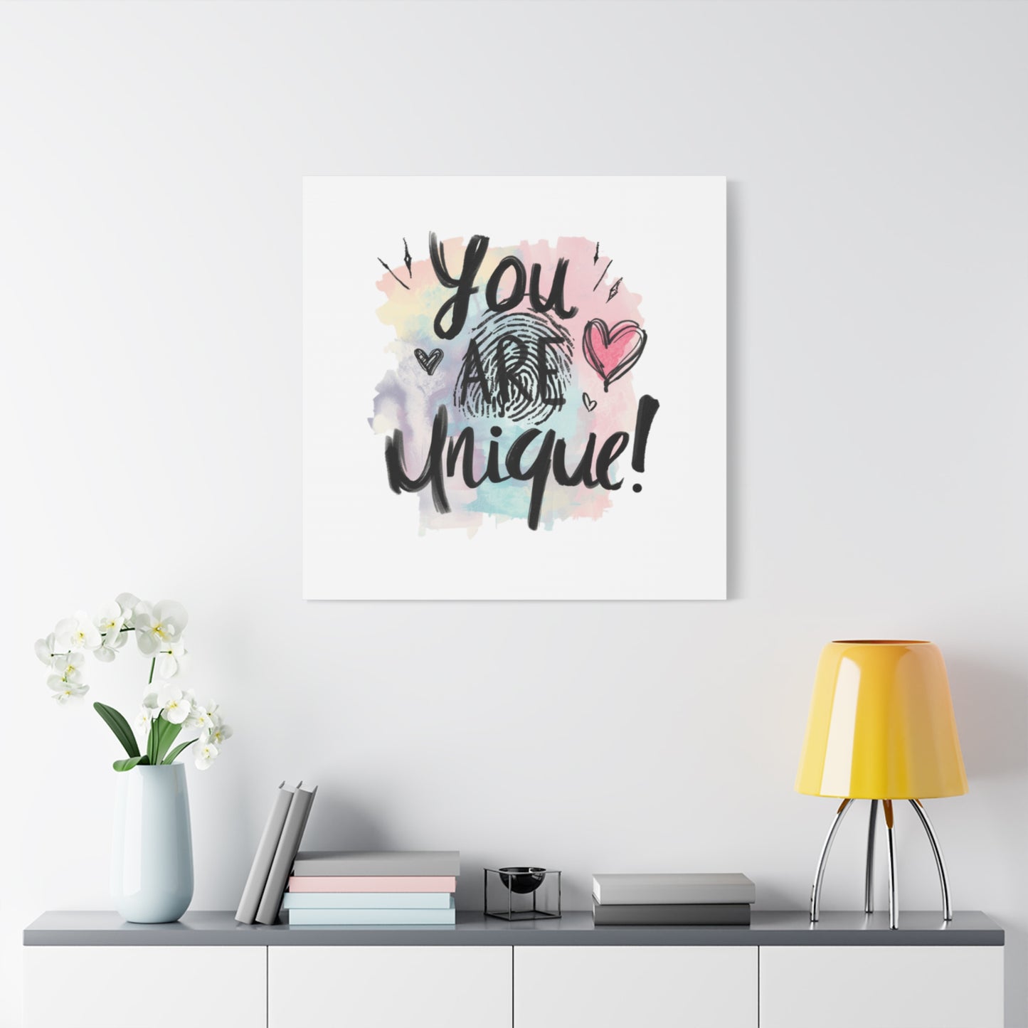 You Are Unique fingerprint heart canvas