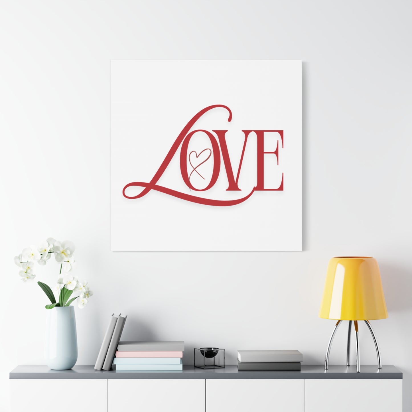 Red Script LOVE with Heart Canvas