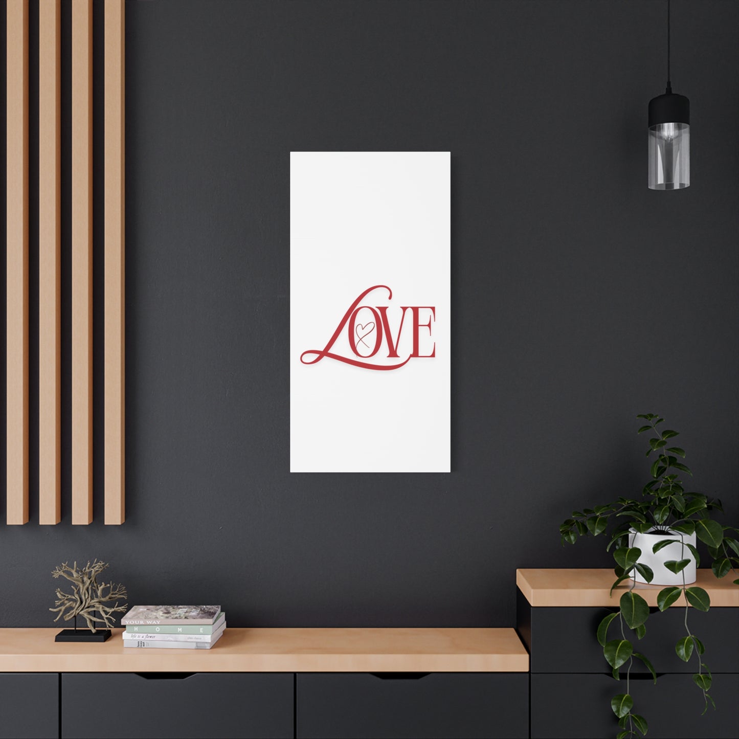 Red Script LOVE with Heart Canvas