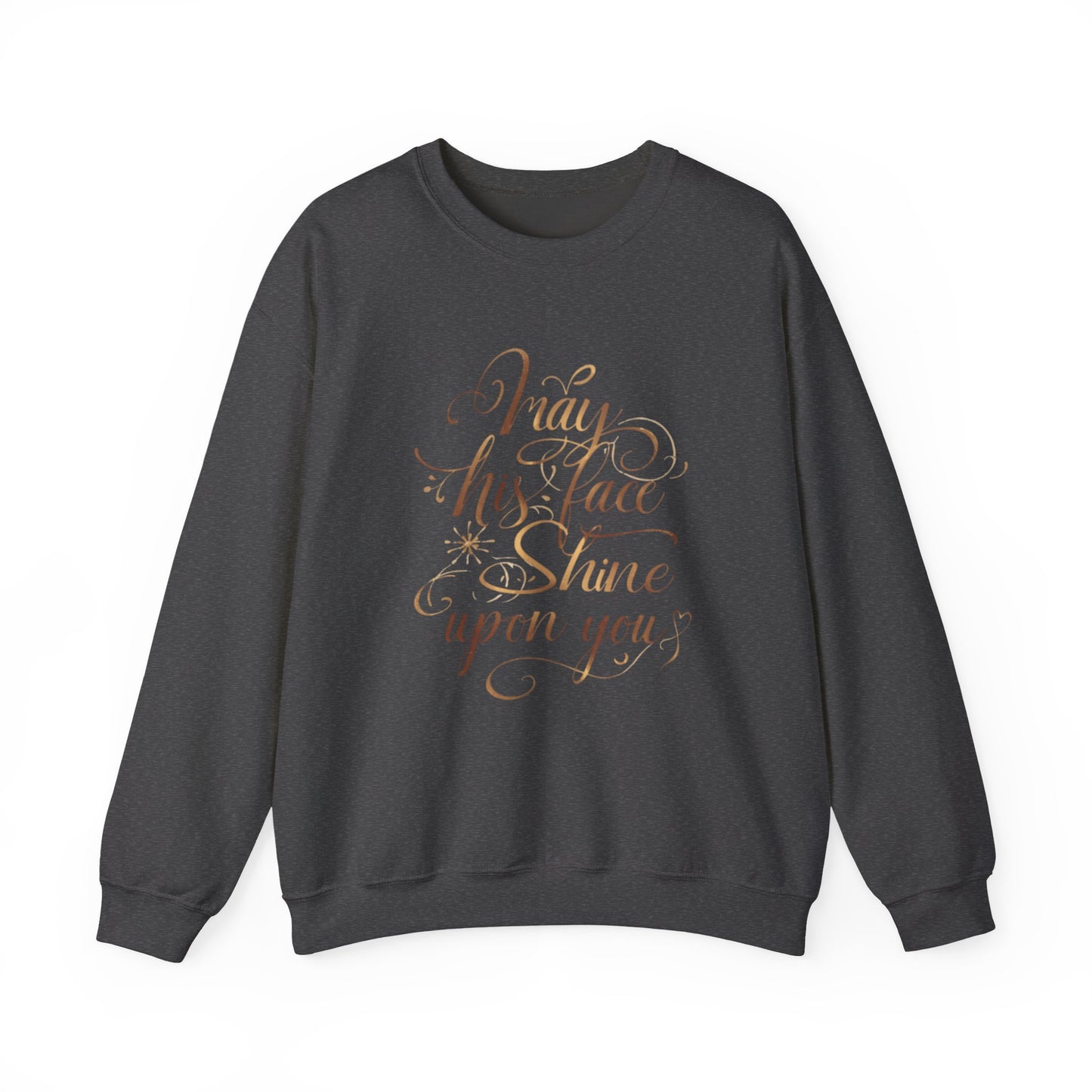 May His Face Shine Upon You Crewneck Sweatshirt | Faith Blessing Script