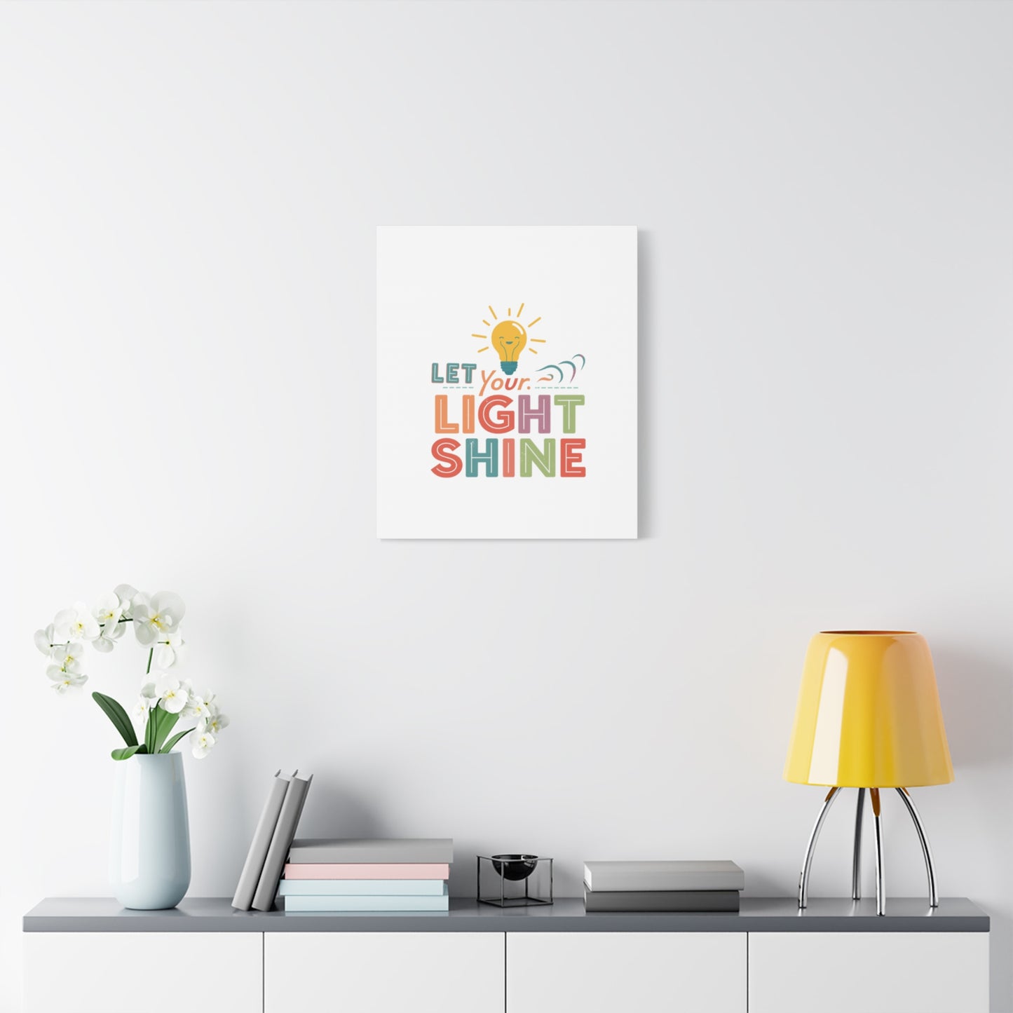 Let Your Light Shine Canvas Print | Smiling Lightbulb Wall Art