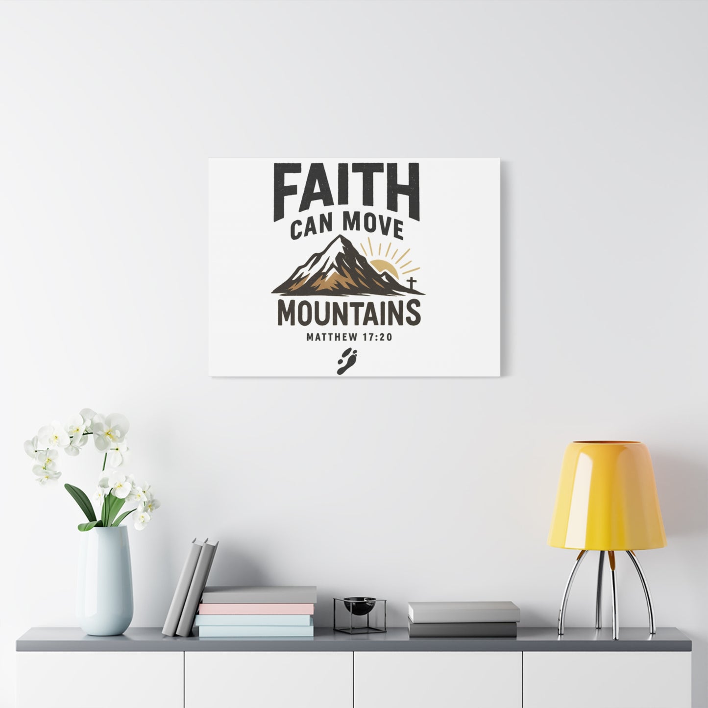 Inspirational Canvas Wall Art | Faith Can Move Mountains, Home Decor, Motivational Art, Gift for Believers, Religious Wall Decor