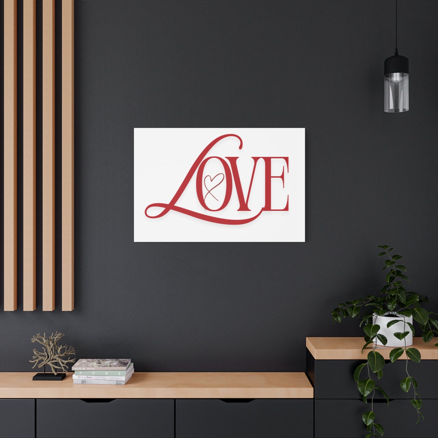 Red Script LOVE with Heart Canvas