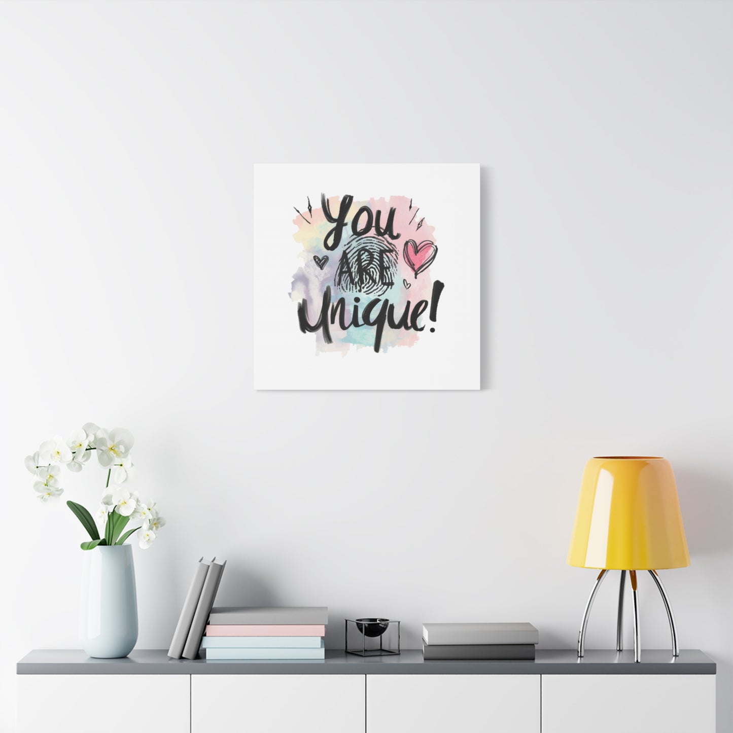 You Are Unique fingerprint heart canvas