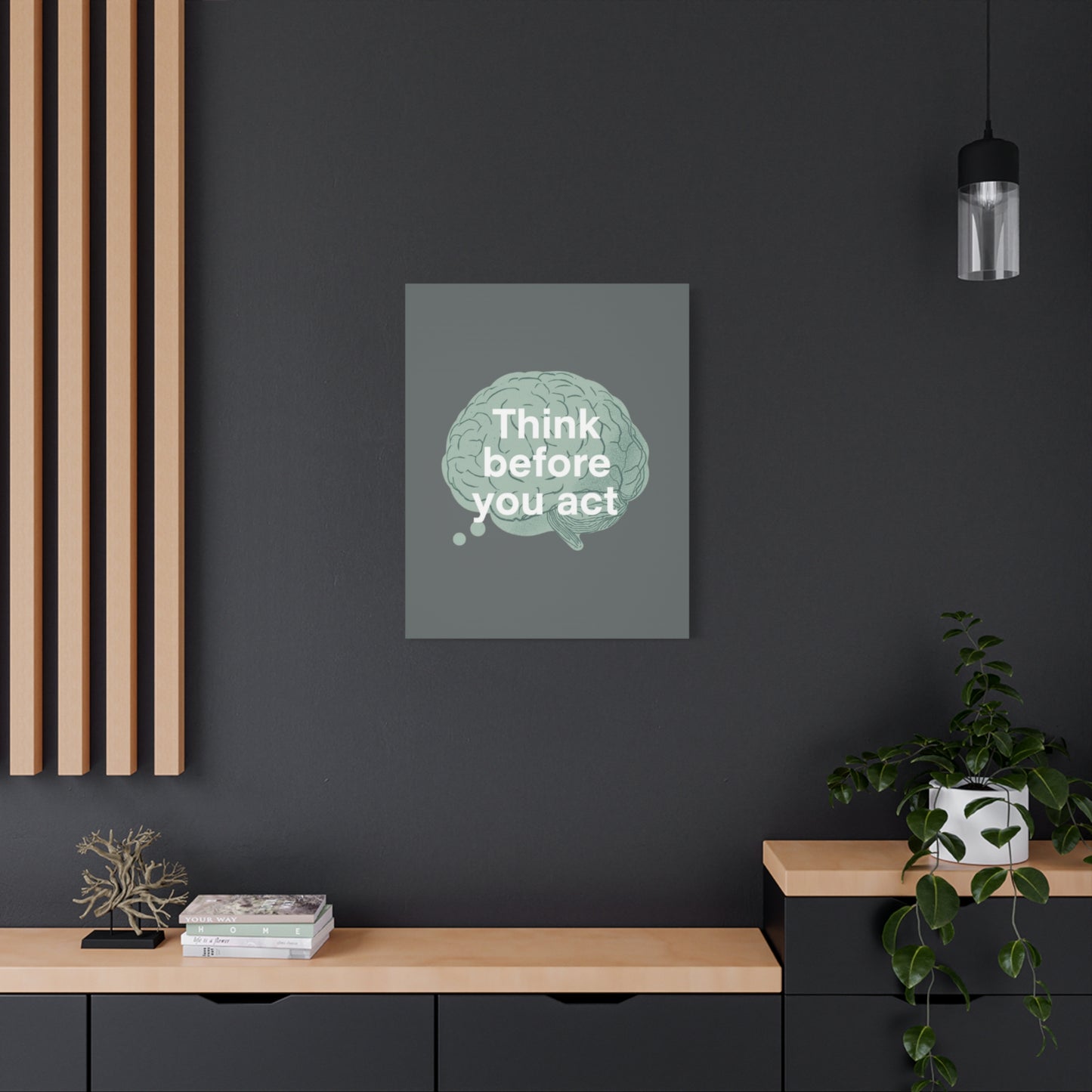 Think Before You Act brain illustration Canvas