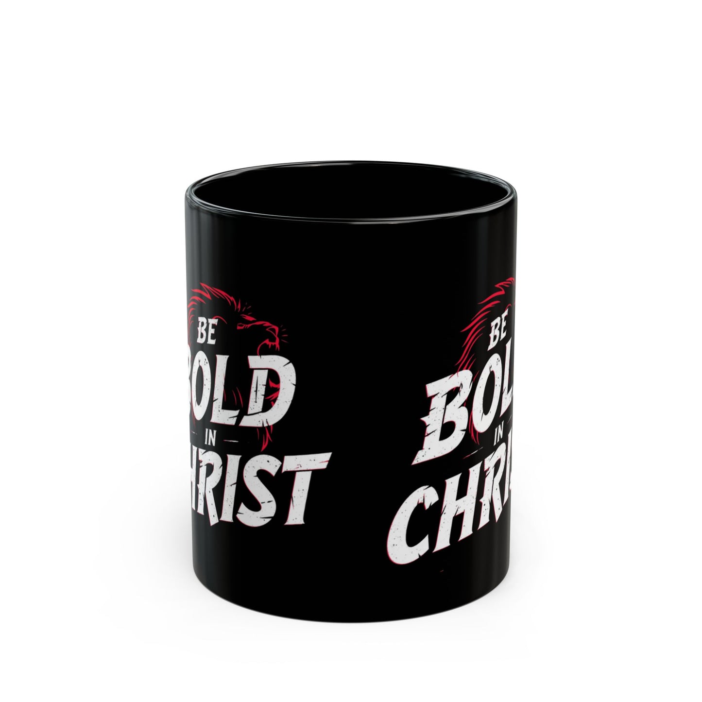 Be Bold in Christ Mug | Christian Faith Coffee Cup, Black Ceramic