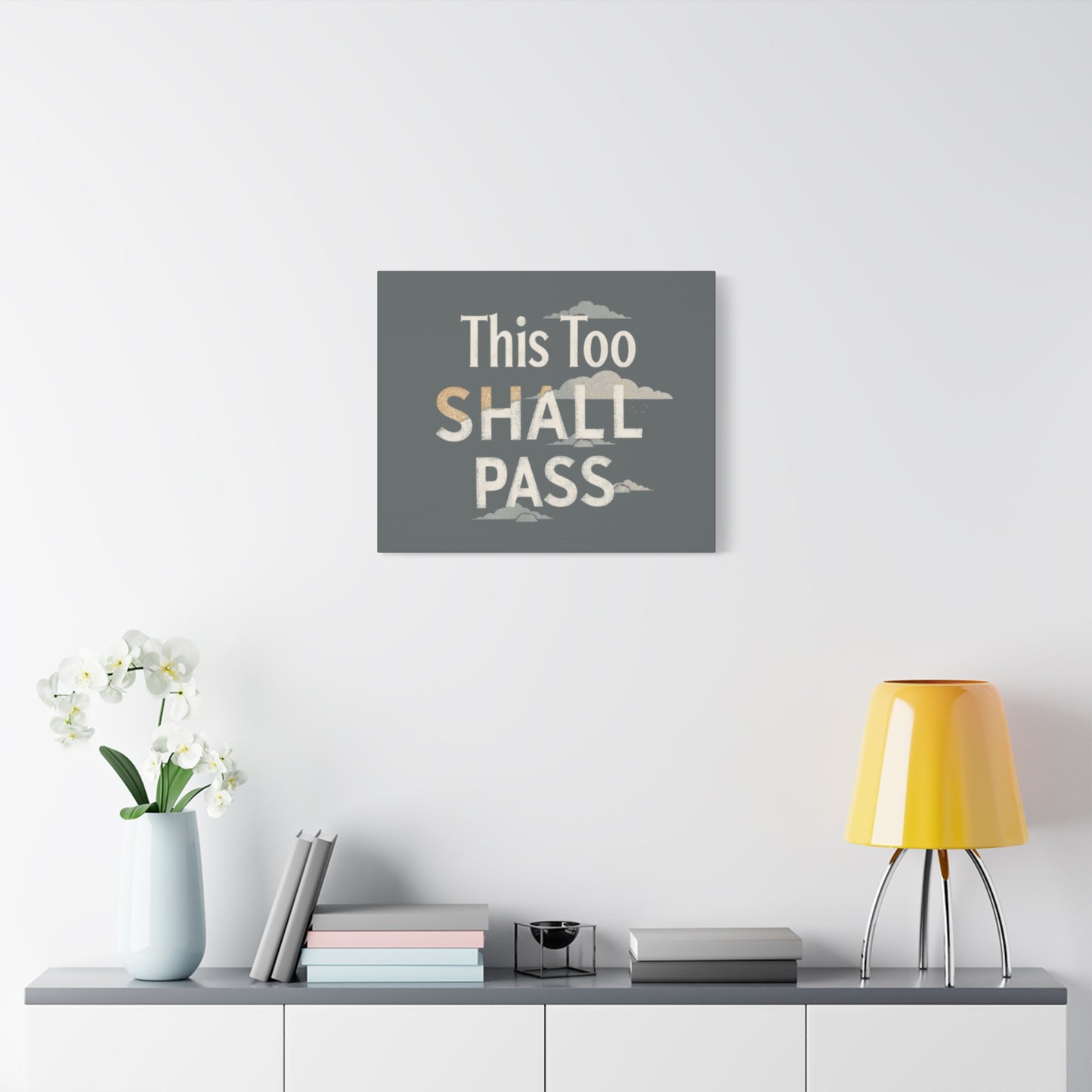This Too Shall Pass Matte Canvas Print, Stretched Wall Art | Calming Hand-Lettered Typography
