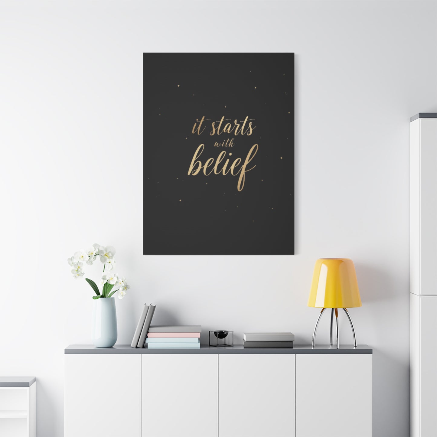 It Starts With Belief Canvas | Inspirational Wall Art, Matte Stretched Canvas