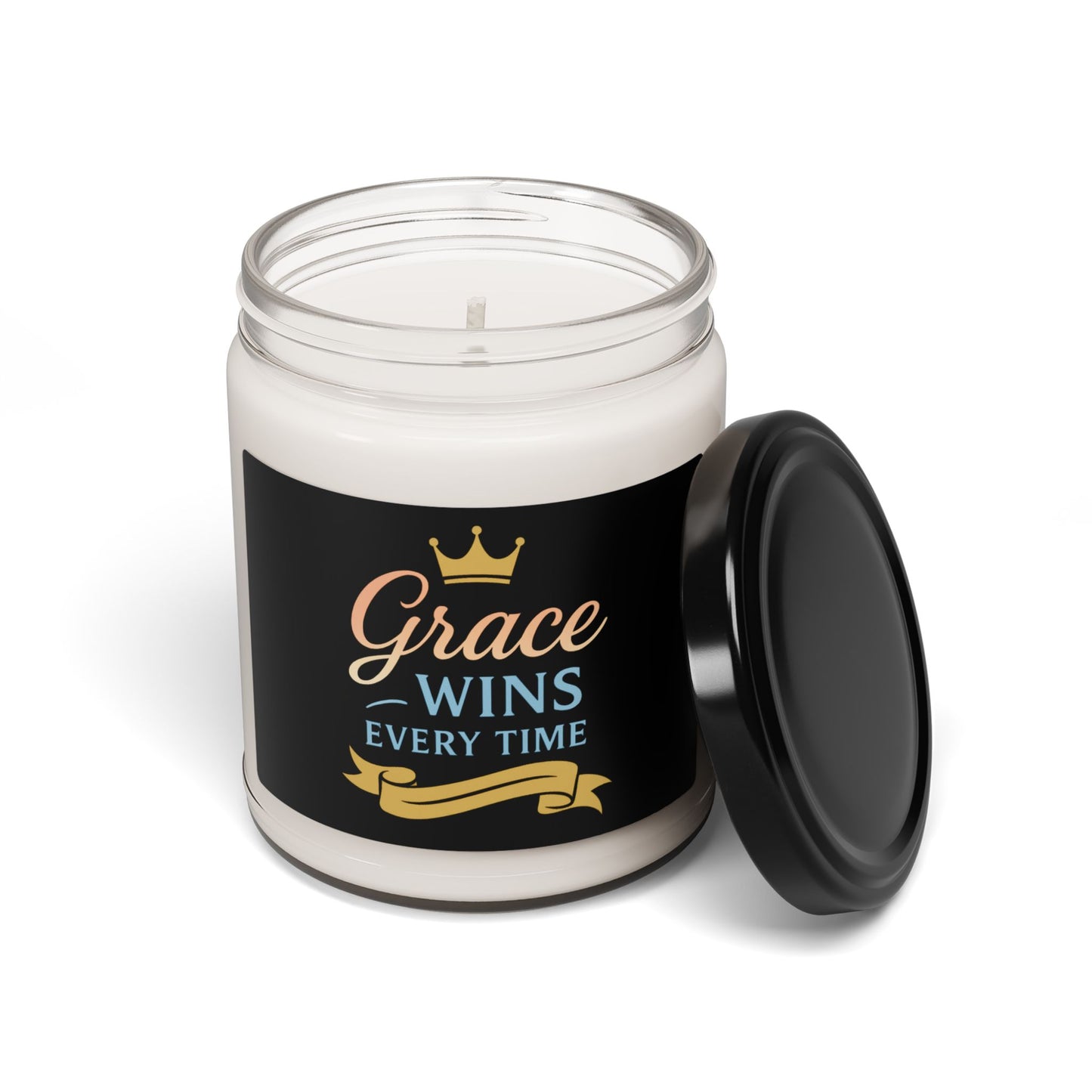 Motivational Scented Soy Candle | "Grace Wins Every Time" | Inspirational Gift for Home Decor, Relaxation, Self-Care, Positive Vibes