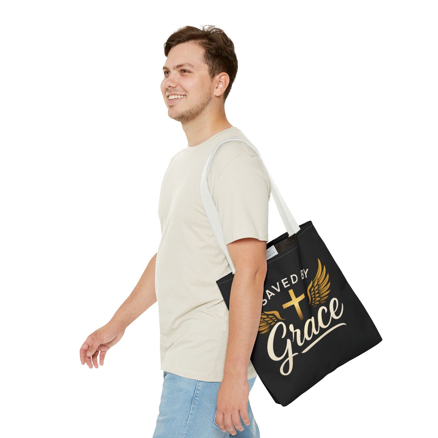 Saved by Grace Tote Bag | Inspirational Christian Gift for Faith, Spiritual Journey, Church Events, Everyday Use, Stylish Carryall