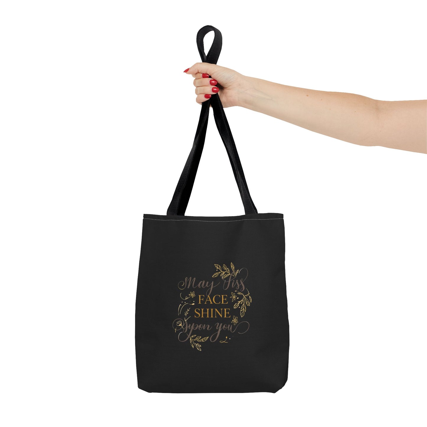 Gold Botanical Lettering Tote Bag | Structured Polyester Market Bag