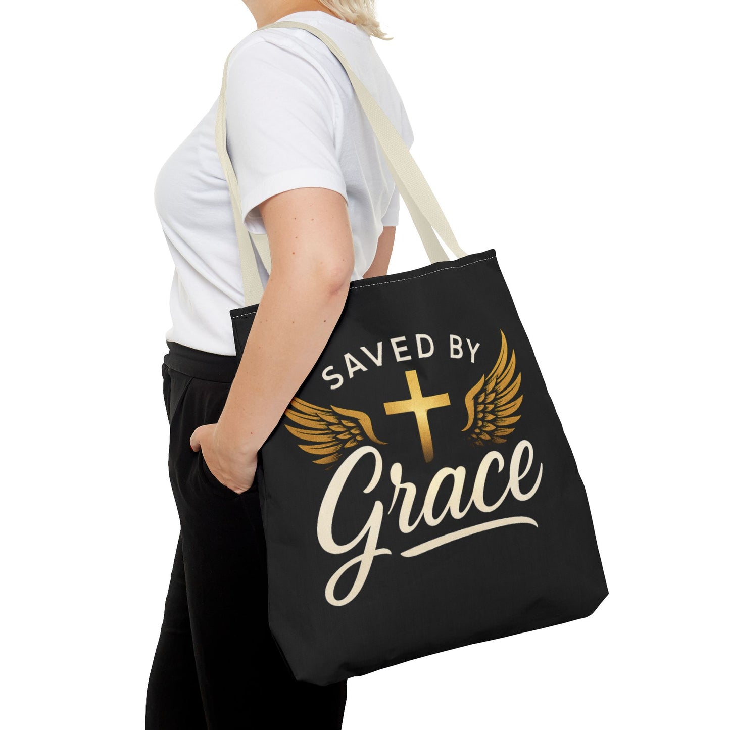 Saved by Grace Tote Bag | Inspirational Christian Gift for Faith, Spiritual Journey, Church Events, Everyday Use, Stylish Carryall