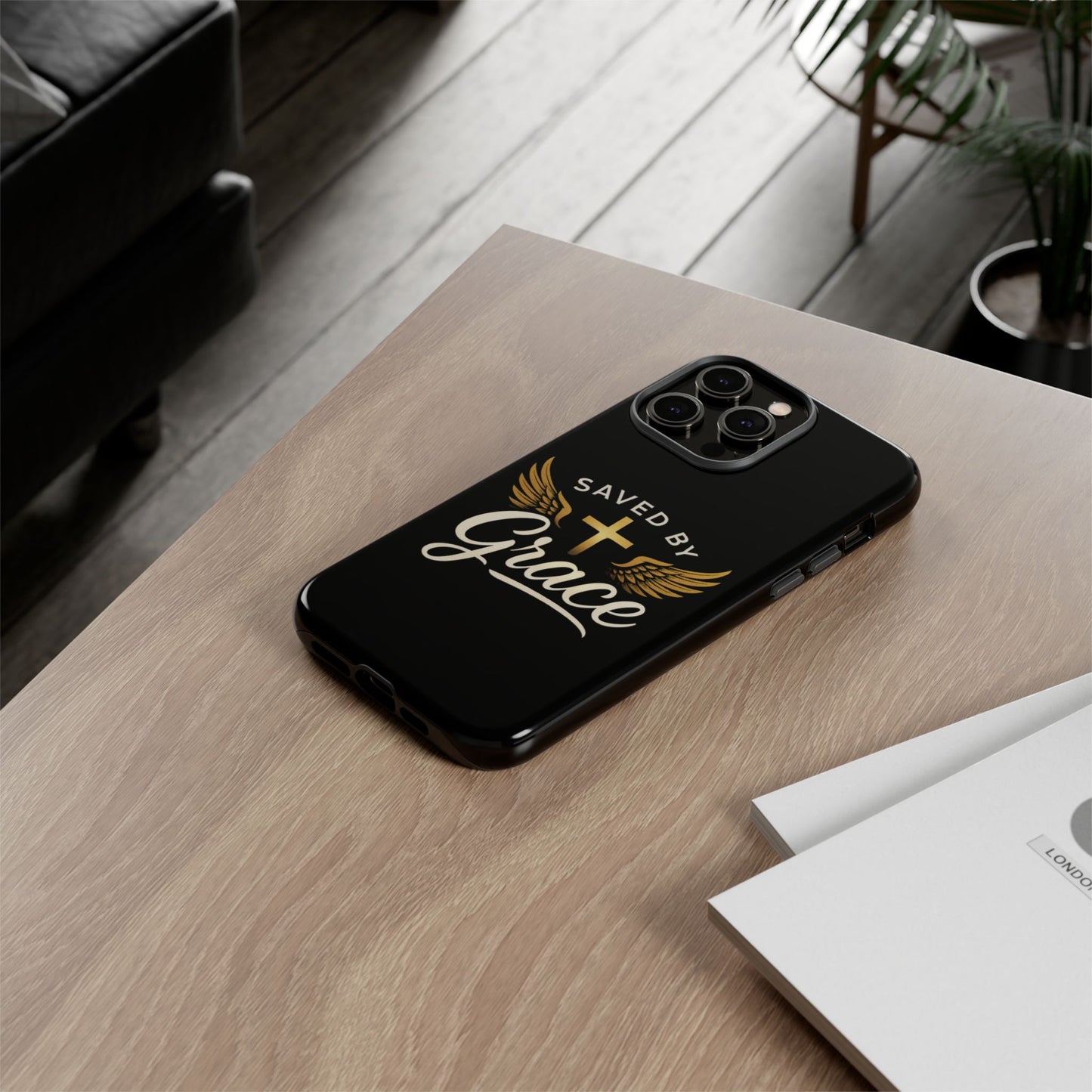 Christian Phone Case - Saved by Grace Design, Unique Gift for Believers, Inspirational Accessory, Stylish Christian Decor