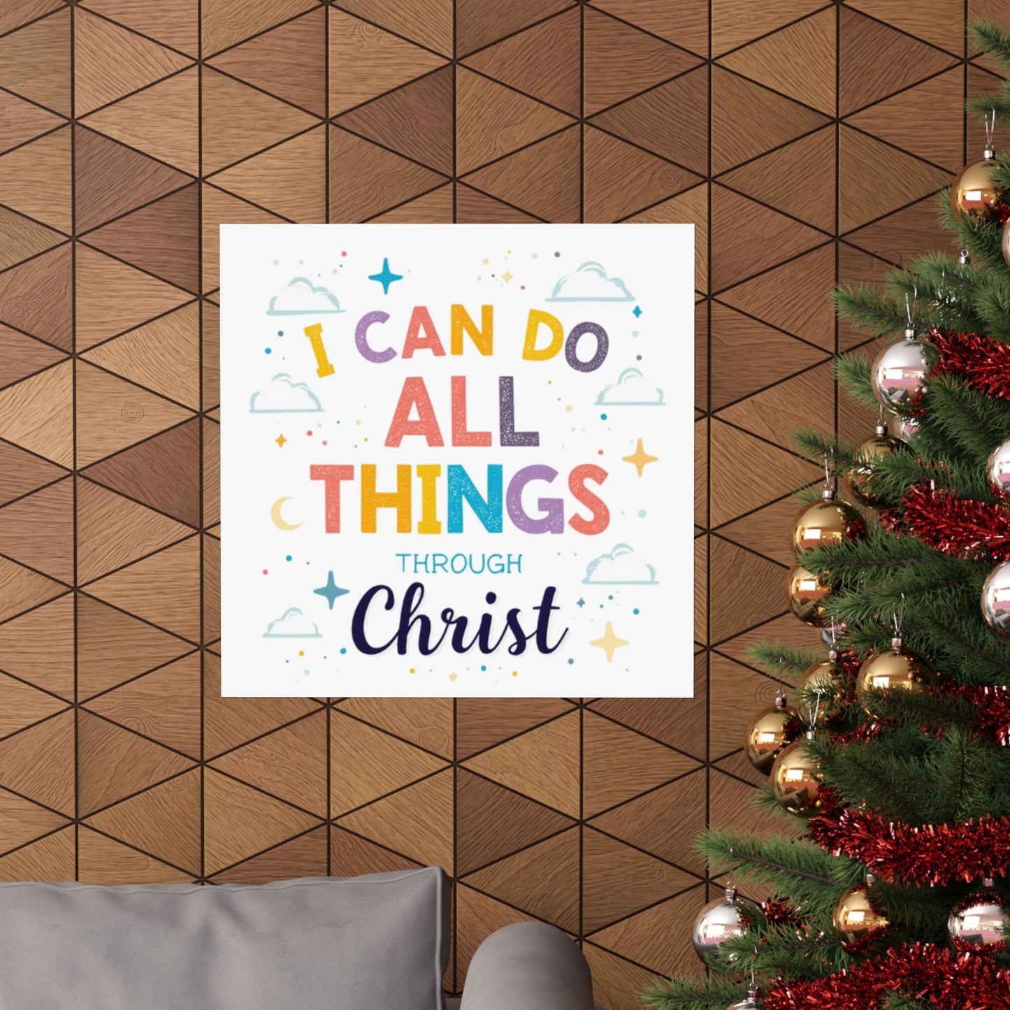 I Can Do All Things Through Christ Poster | Matte Vertical Inspirational Christian Wall Art