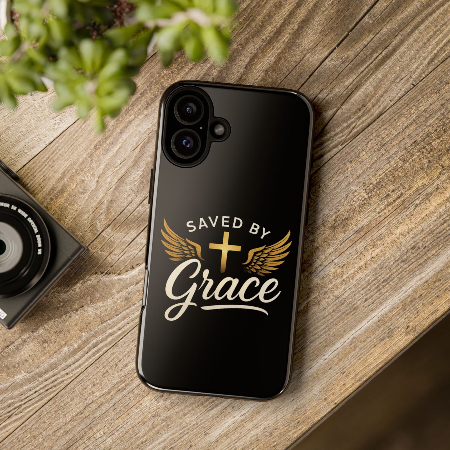 Christian Phone Case - Saved by Grace Design, Unique Gift for Believers, Inspirational Accessory, Stylish Christian Decor