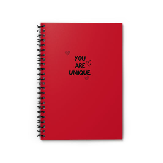 You Are Unique notebook Spiral Notebook | 6x8 ruled journal, red cover