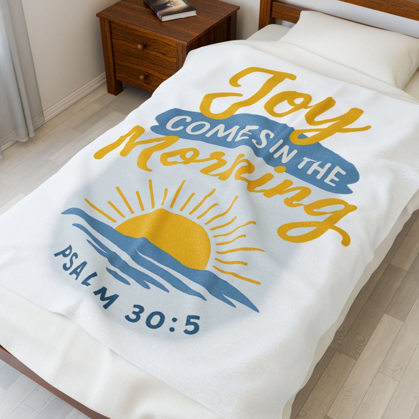Joyful Morning Velveteen Plush Blanket - Cozy Throw for Comfort, Faith Decor, Spring Gifts, Bible Verse, Warm Home Accent