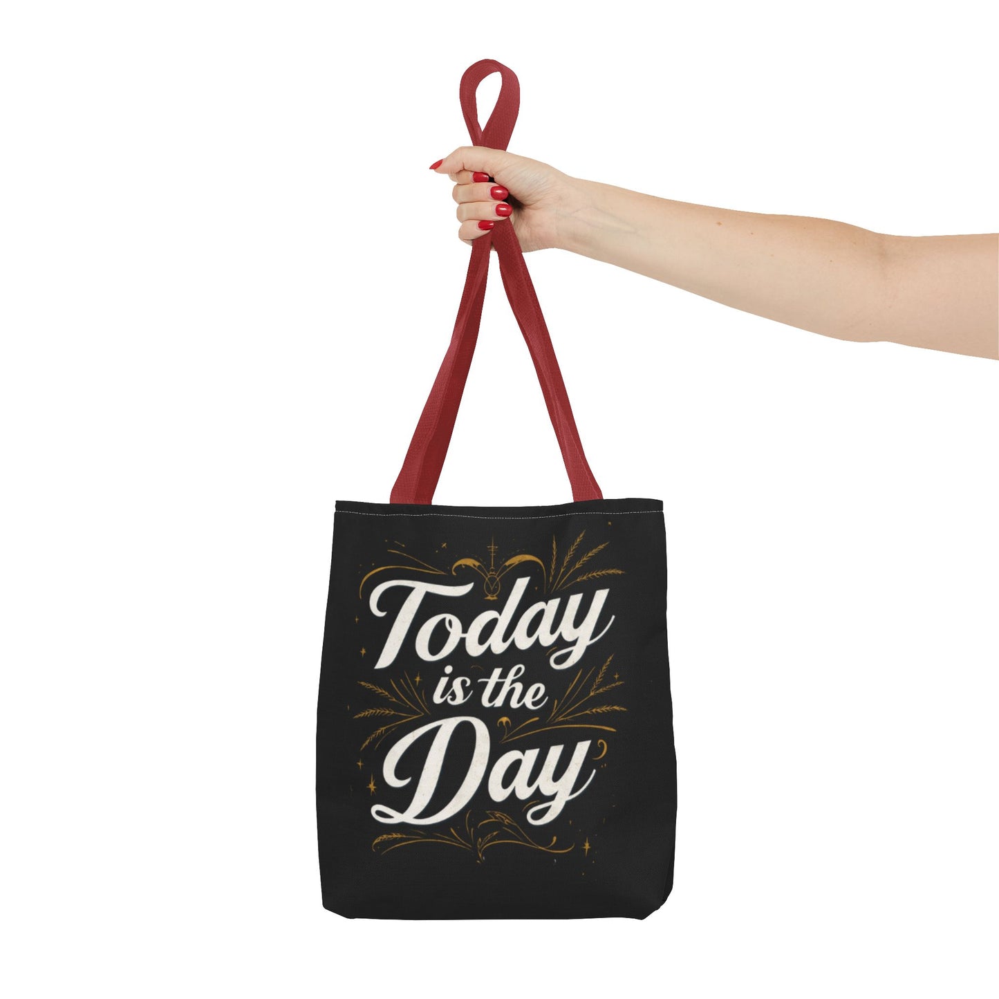 Today Is the Day tote bag | Hand-lettered script, charcoal motivational design