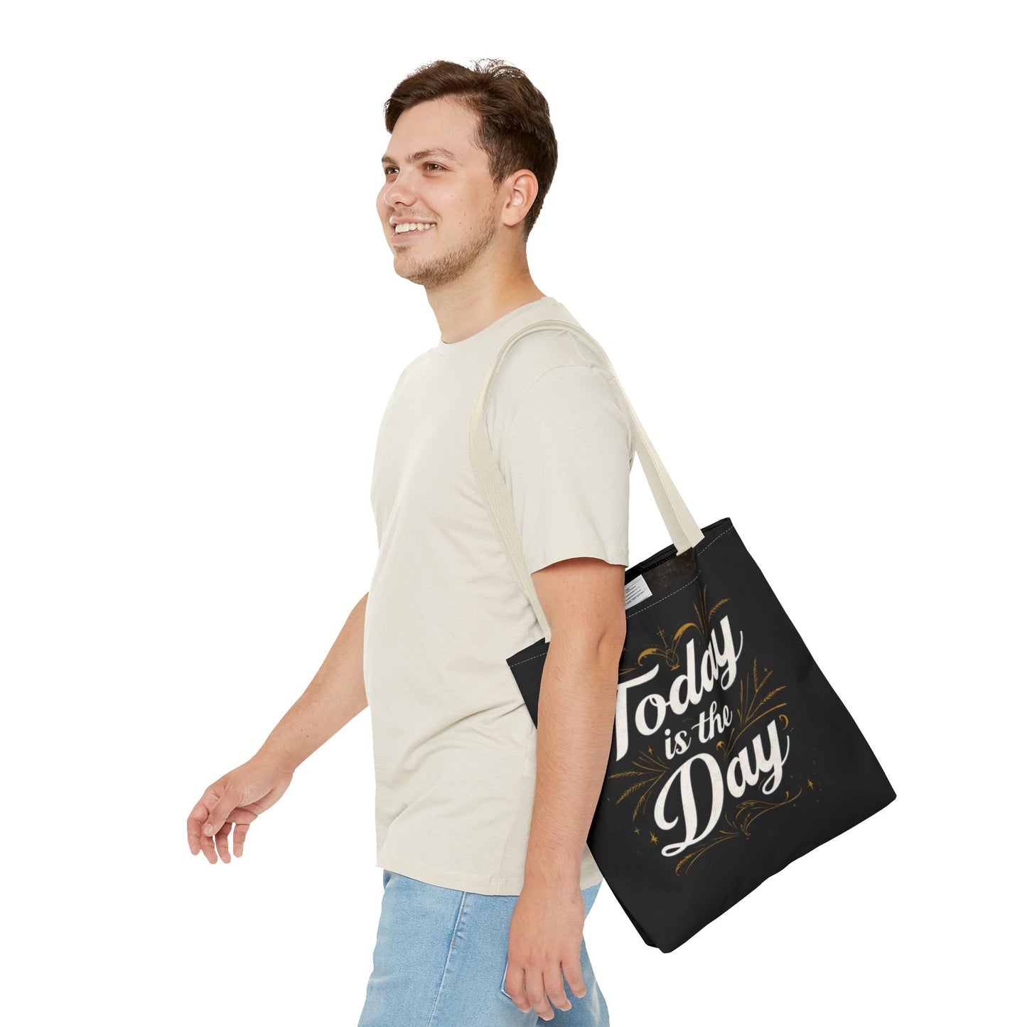 Today Is the Day tote bag | Hand-lettered script, charcoal motivational design