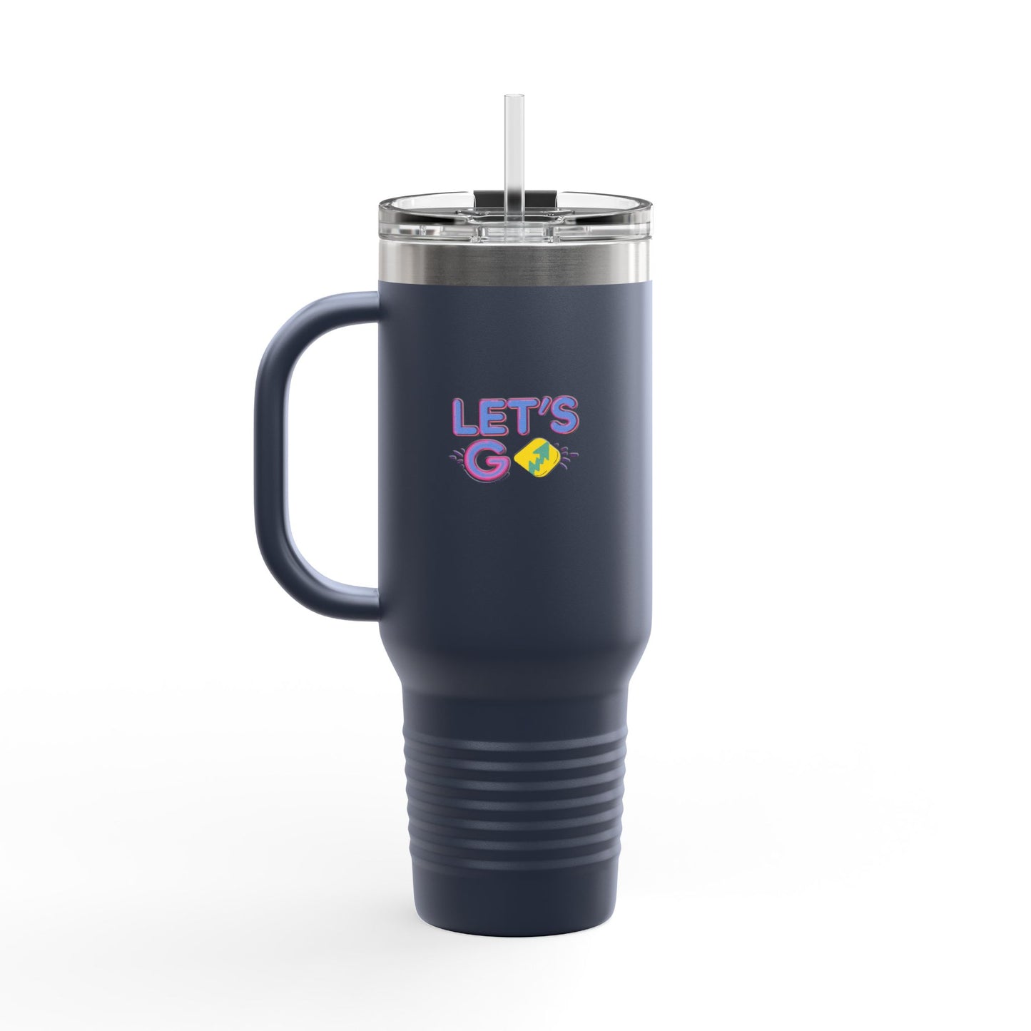 Colorful UV-DTF Artwork 40oz Insulated Travel Mug | Stainless Steel, Leak-Resistant