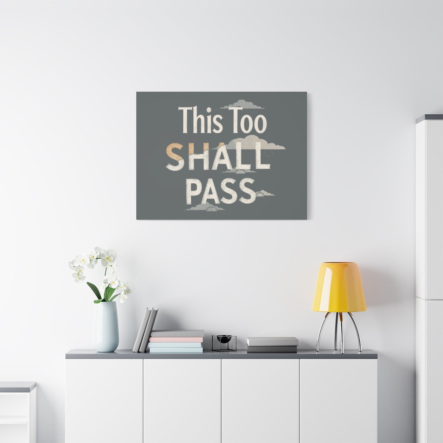 This Too Shall Pass Matte Canvas Print, Stretched Wall Art | Calming Hand-Lettered Typography