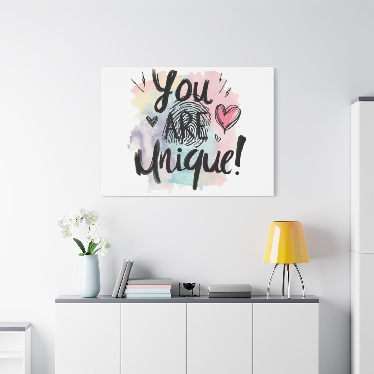 You Are Unique fingerprint heart canvas