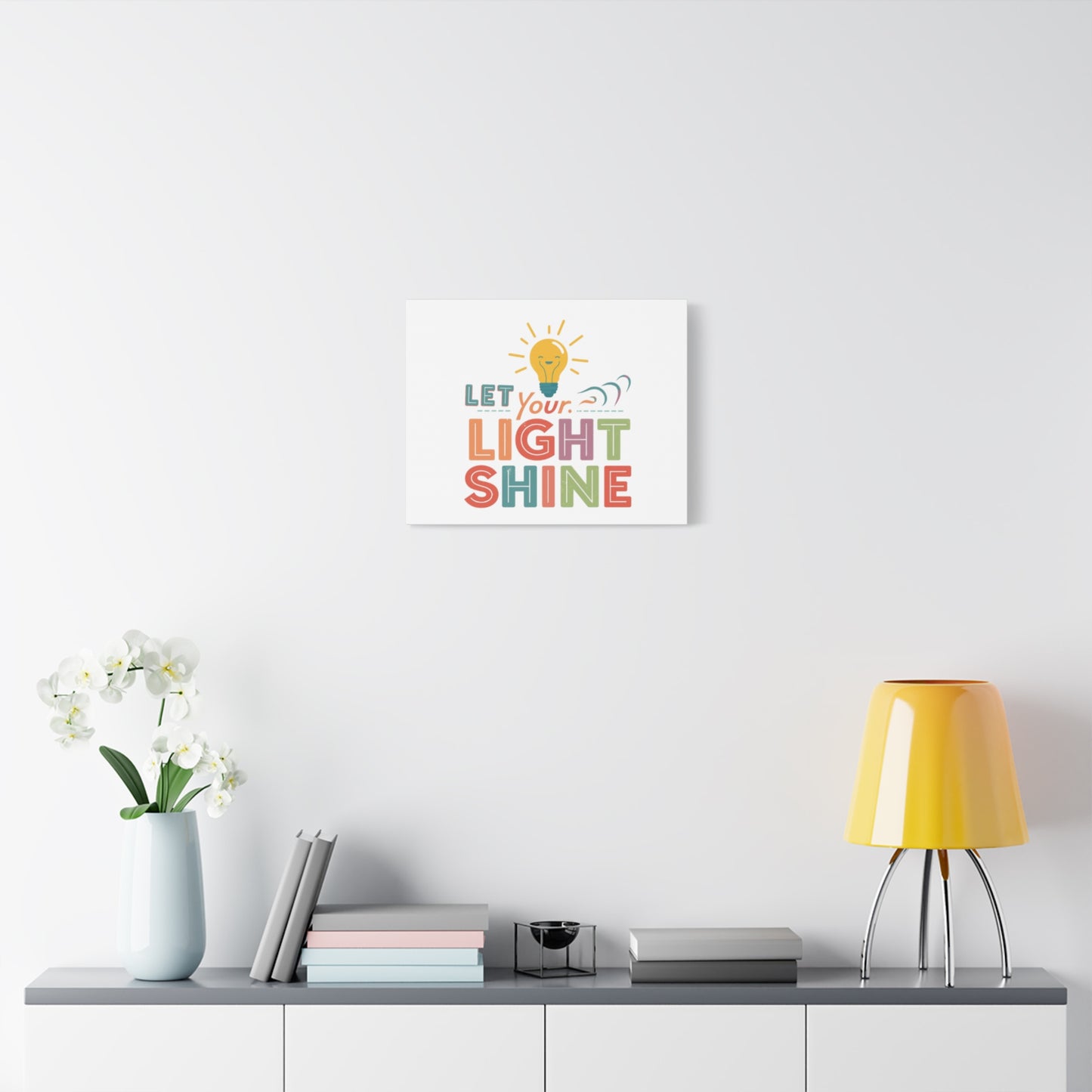 Let Your Light Shine Canvas Print | Smiling Lightbulb Wall Art