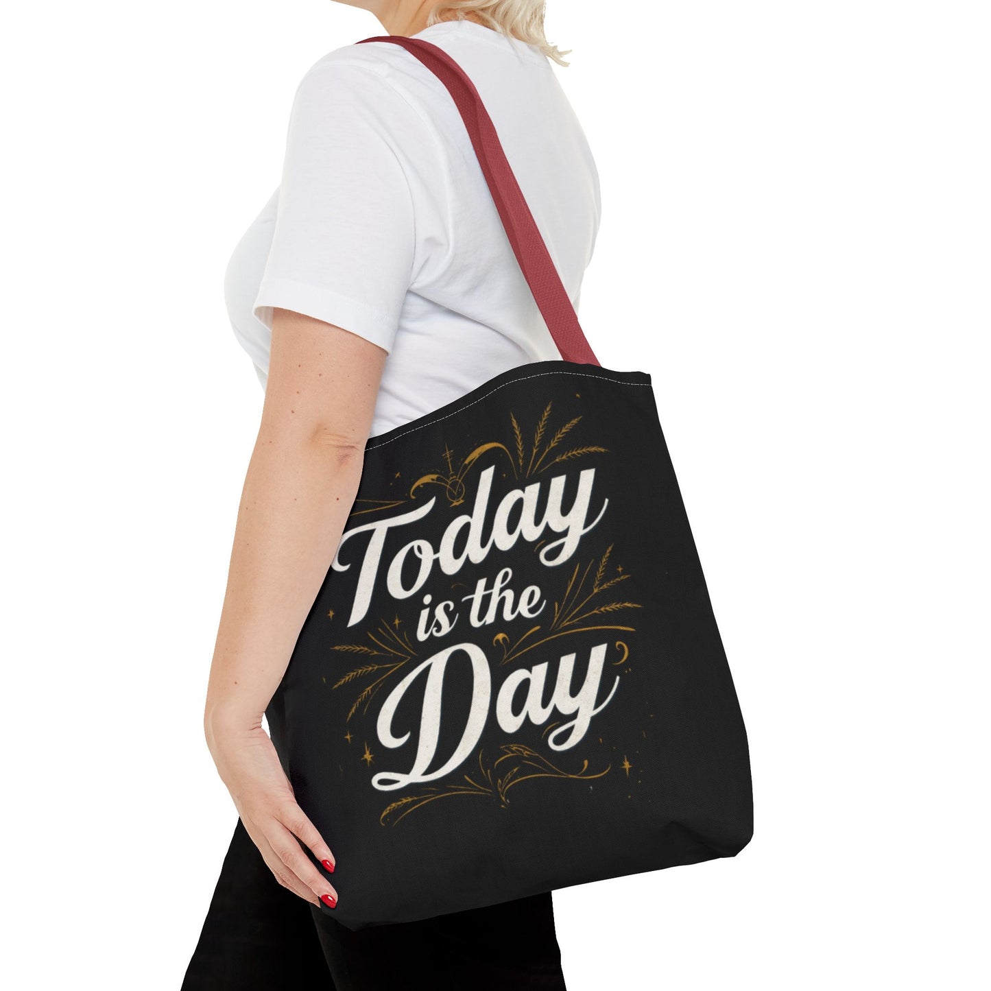 Today Is the Day tote bag | Hand-lettered script, charcoal motivational design